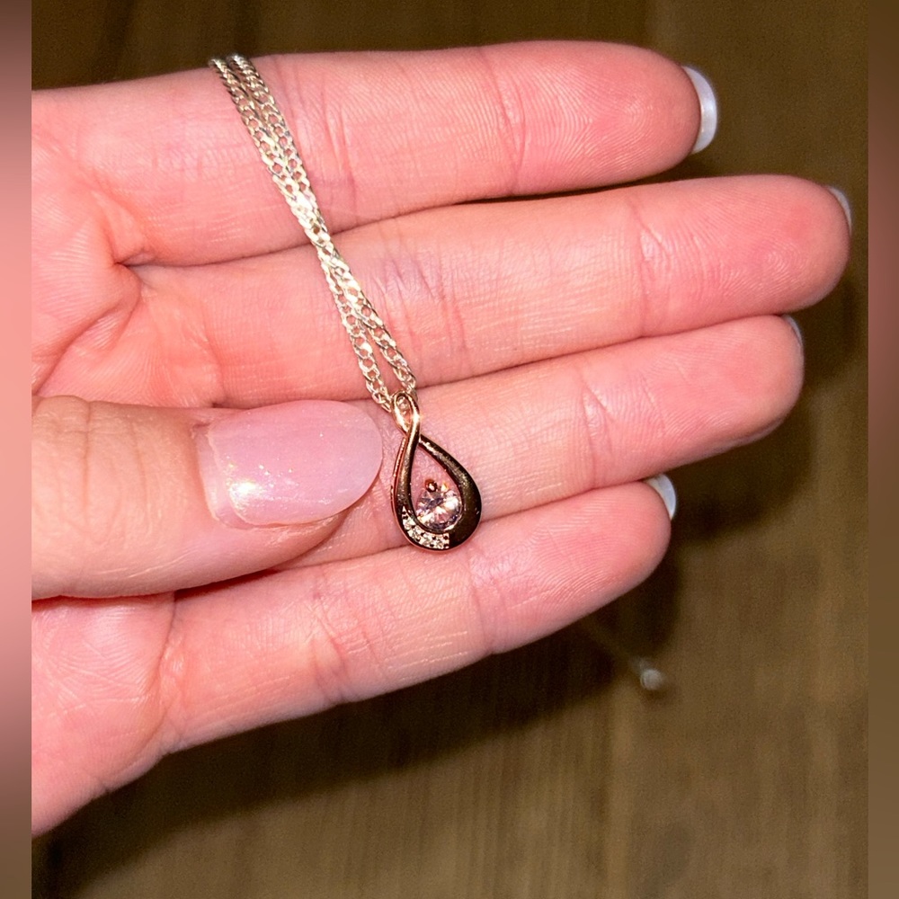 Beautiful rose gold necklace!! An infinity with October birthstone & diamonds!